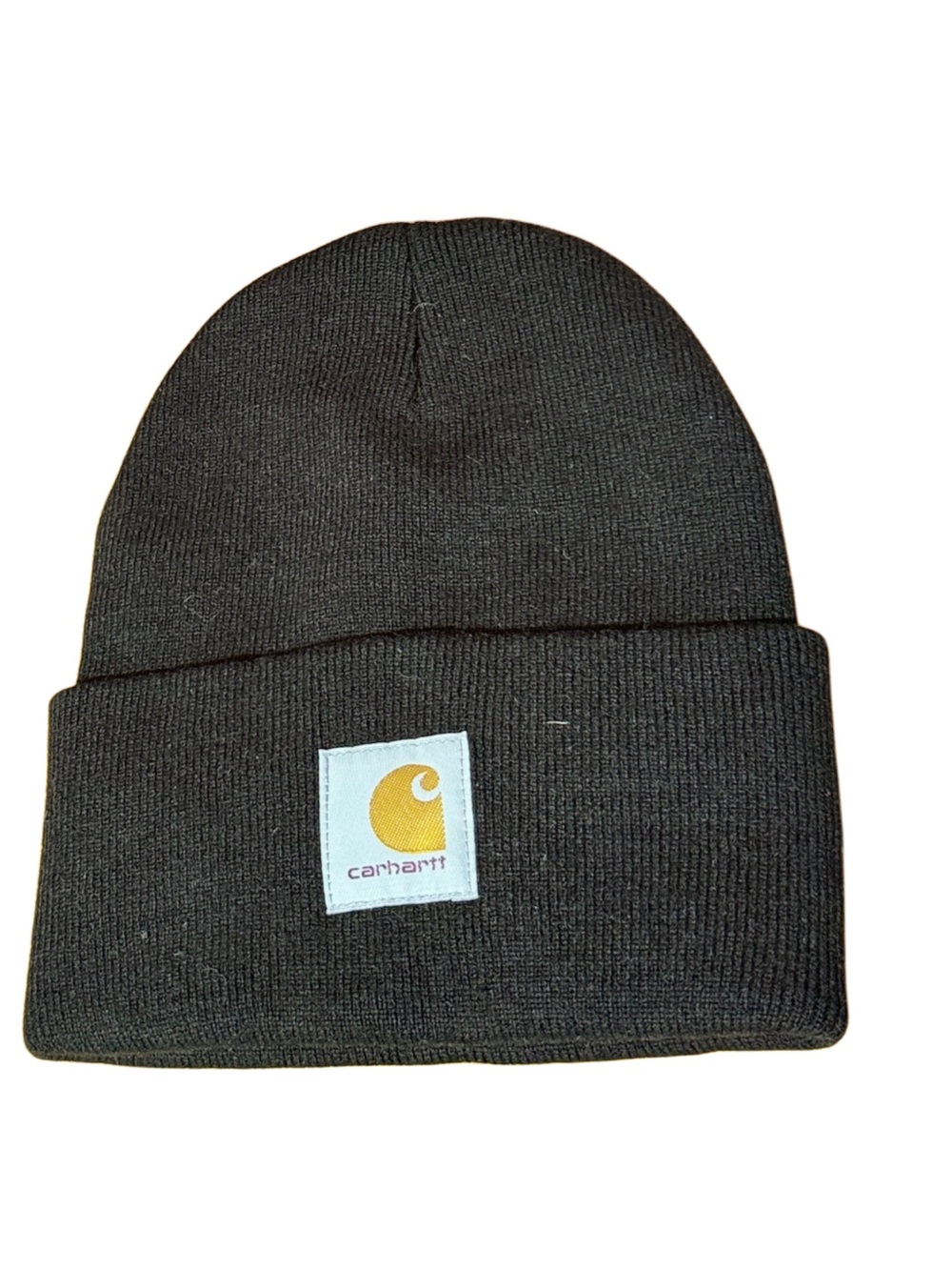 Carhartt Black Cuffed Beanie with Gold Logo Patch